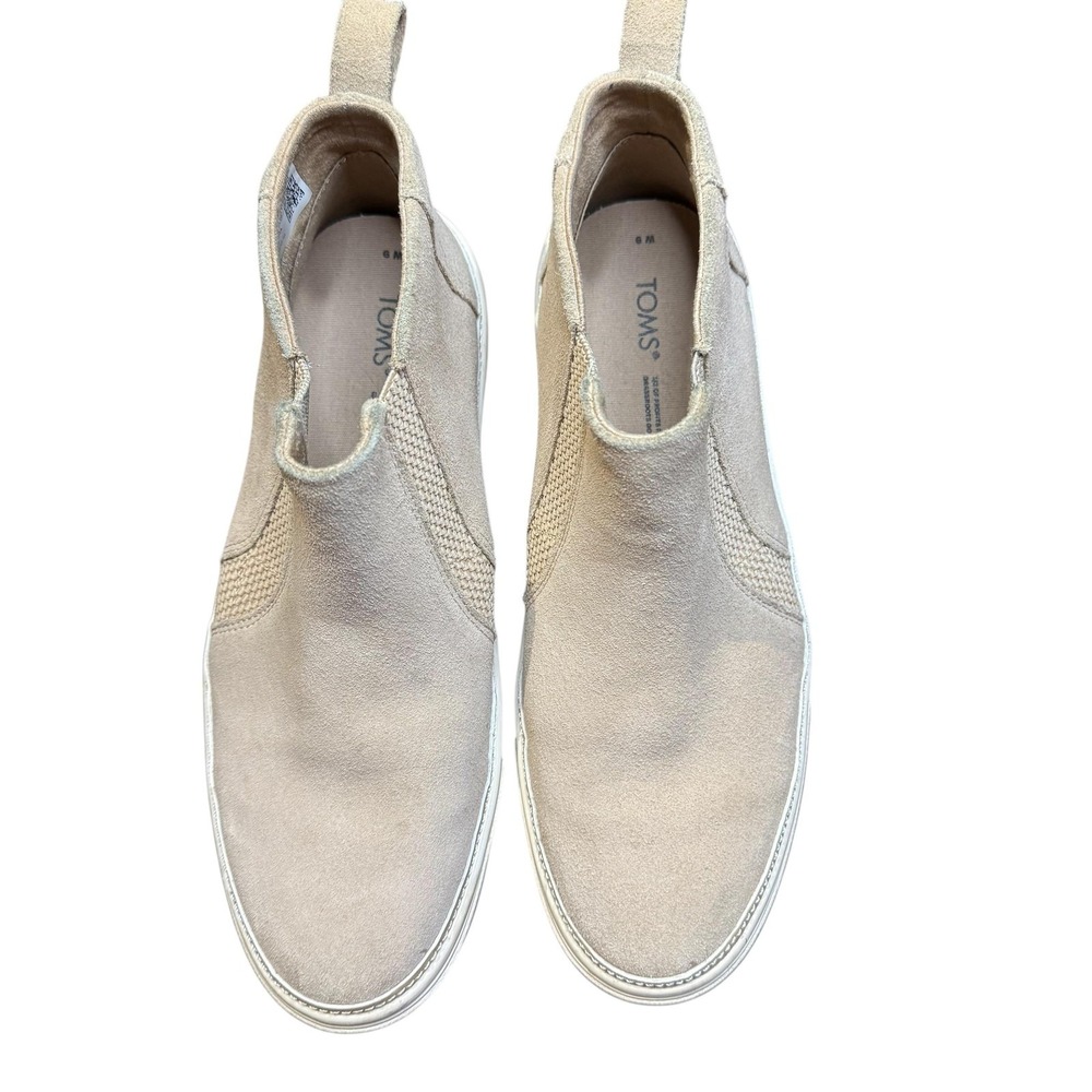 TOMS Chelsea Boots Womens Size 9 Beige Suede Ankle Pull On Gore Casual